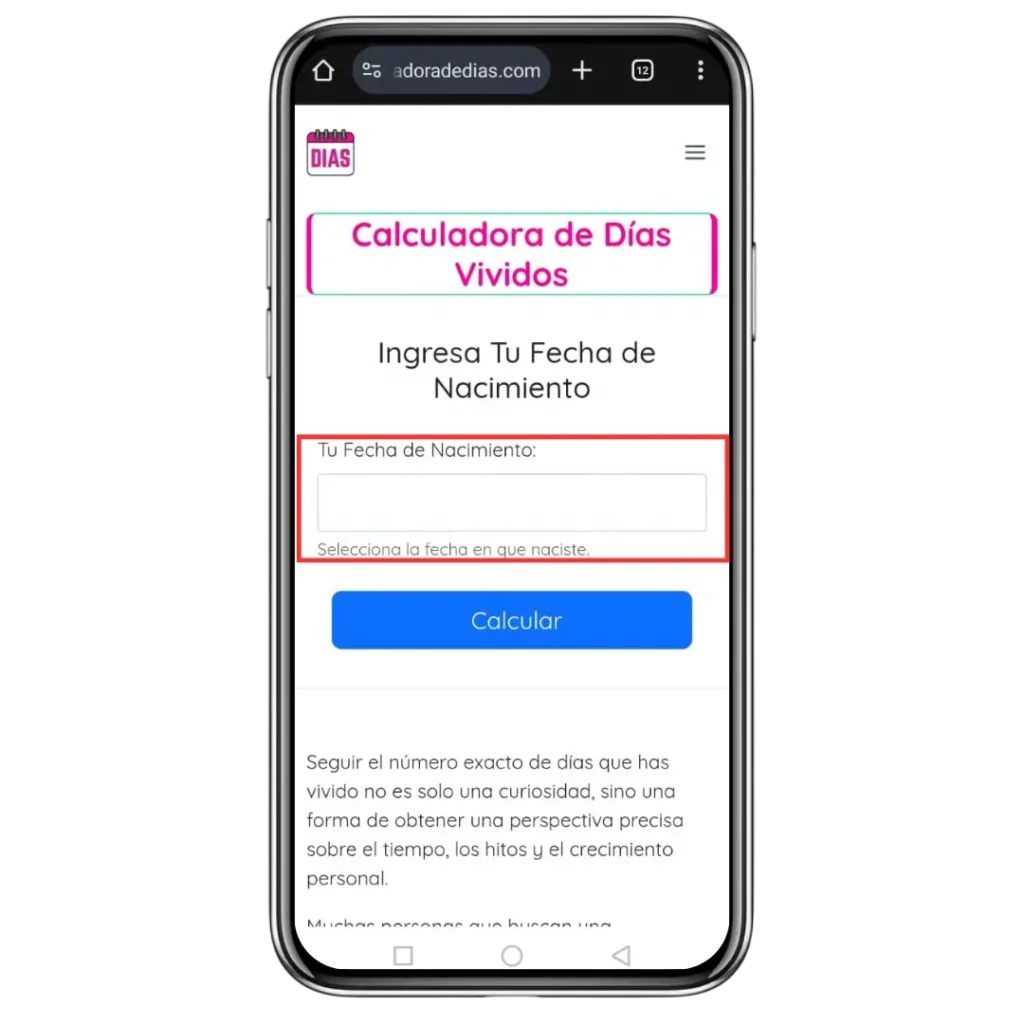 Paso 1 Ingresa Tu Fecha de Nacimiento