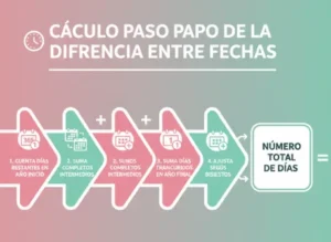 Cálculo paso a paso de la diferencia entre fechas
